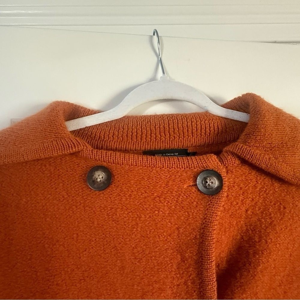The J. Peterman Company 100% Wool double breasted jacket Medium Tangerine money - Picture 5 of 7